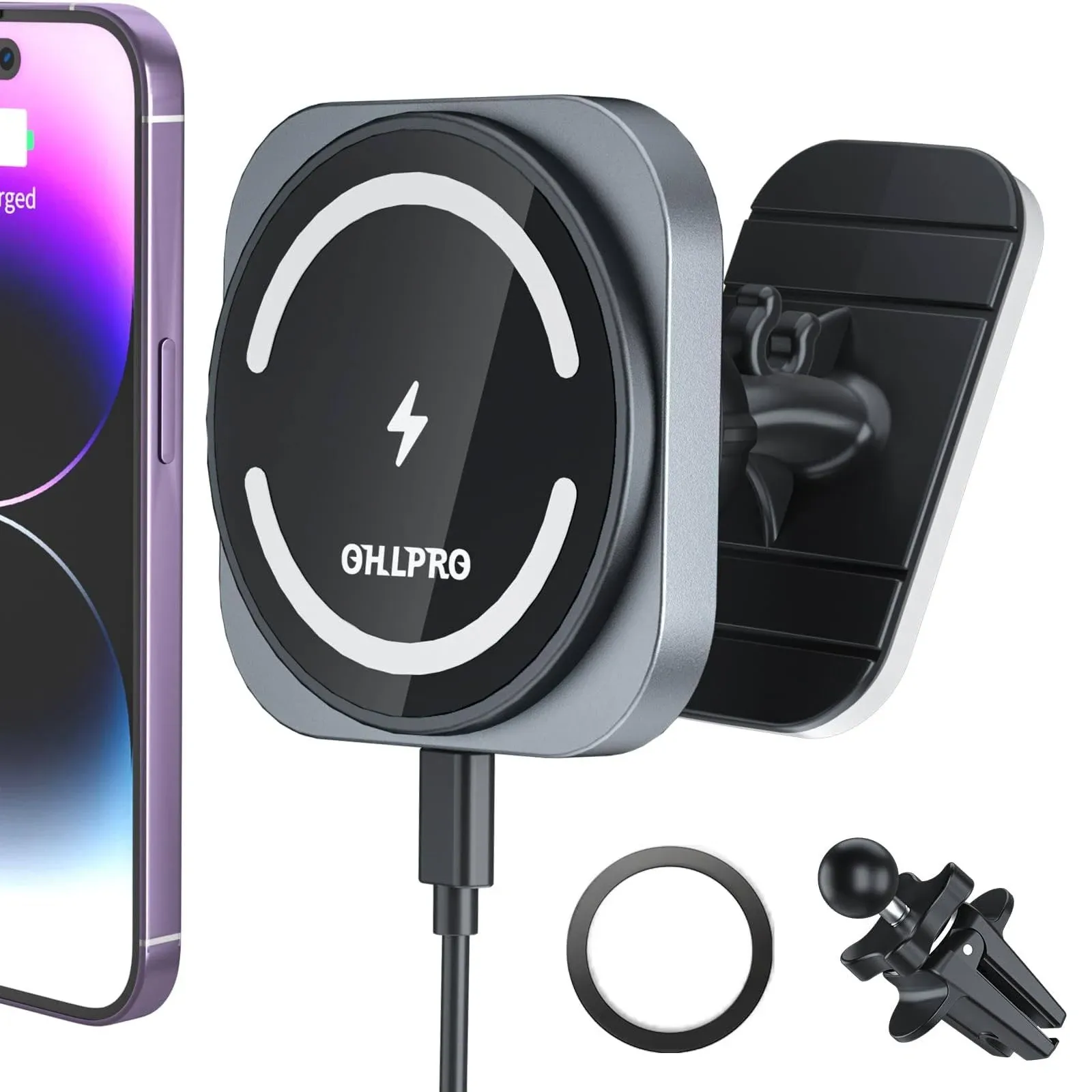 OHLPRO Magnetic Wireless Car Charger,Compatible with MagSafe Car Mount, for ...