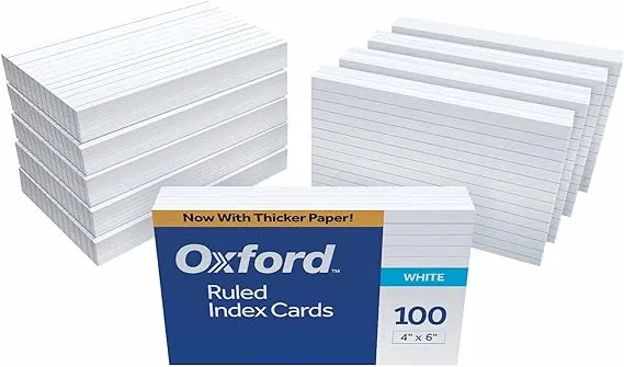 Oxford 41 (1000 PK) Ruled Index Cards, 4" x 6", White, 1,000 Cards (10 Packs of 100) (41)