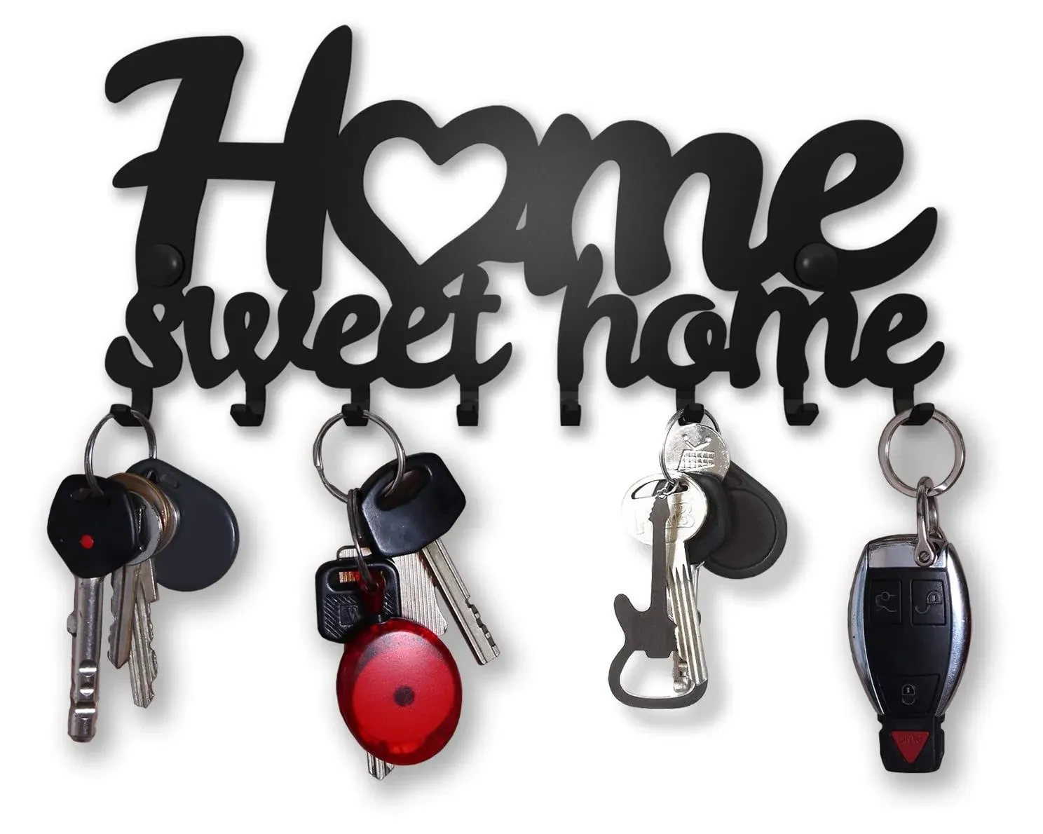 Key Holder for Wall Home Sweet Home (8-Hook Rack) Decorative, Metal Hanger for ...