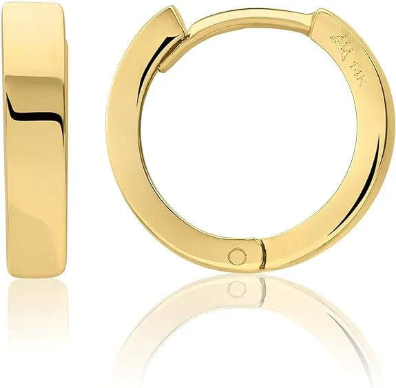 14Kt Gold Huggie Hoop Earrings Minimalist Small Simple Thin Huggies for Women an