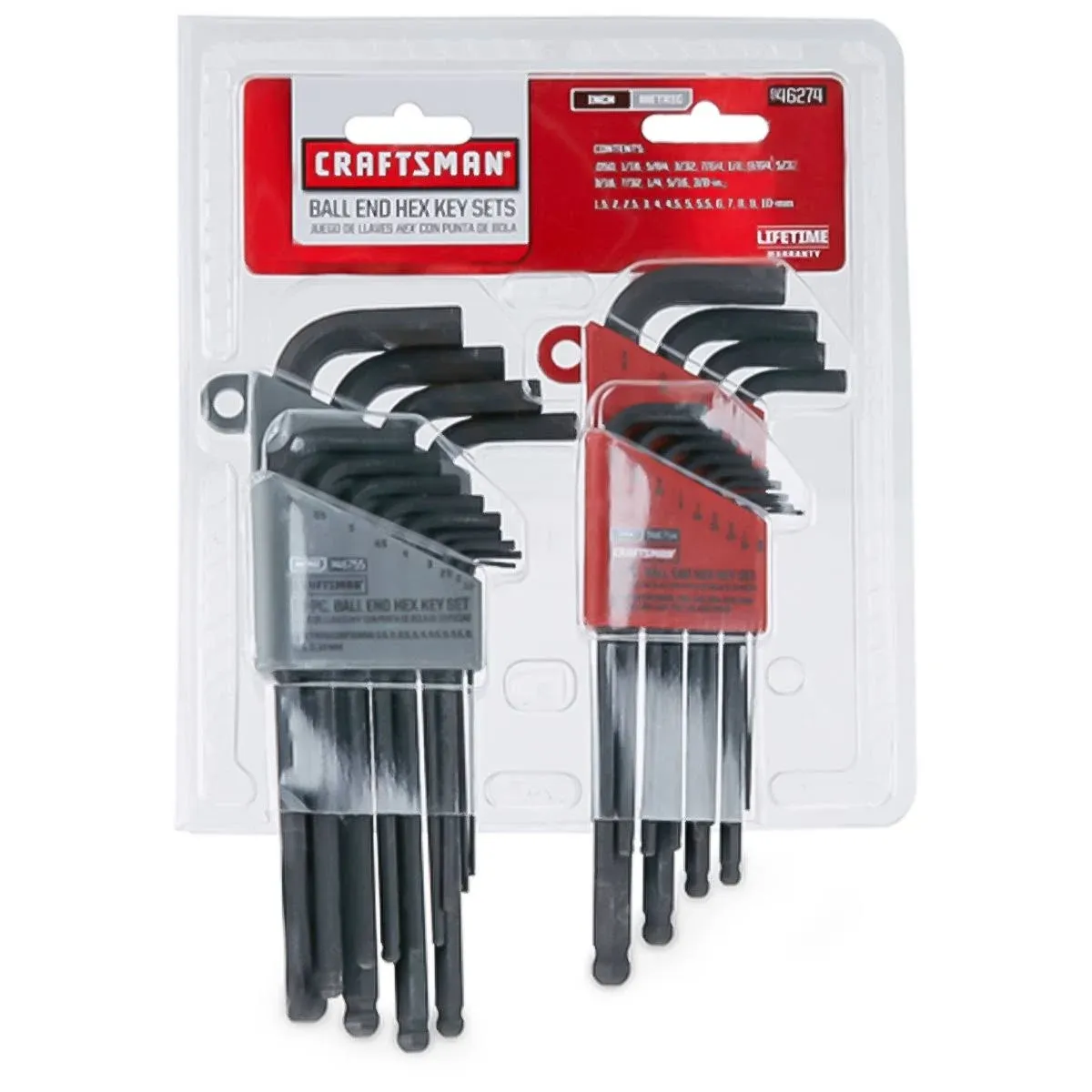 Craftsman 9-46274 Standard and Metric Ball End Hex Key Sets 26-Piece