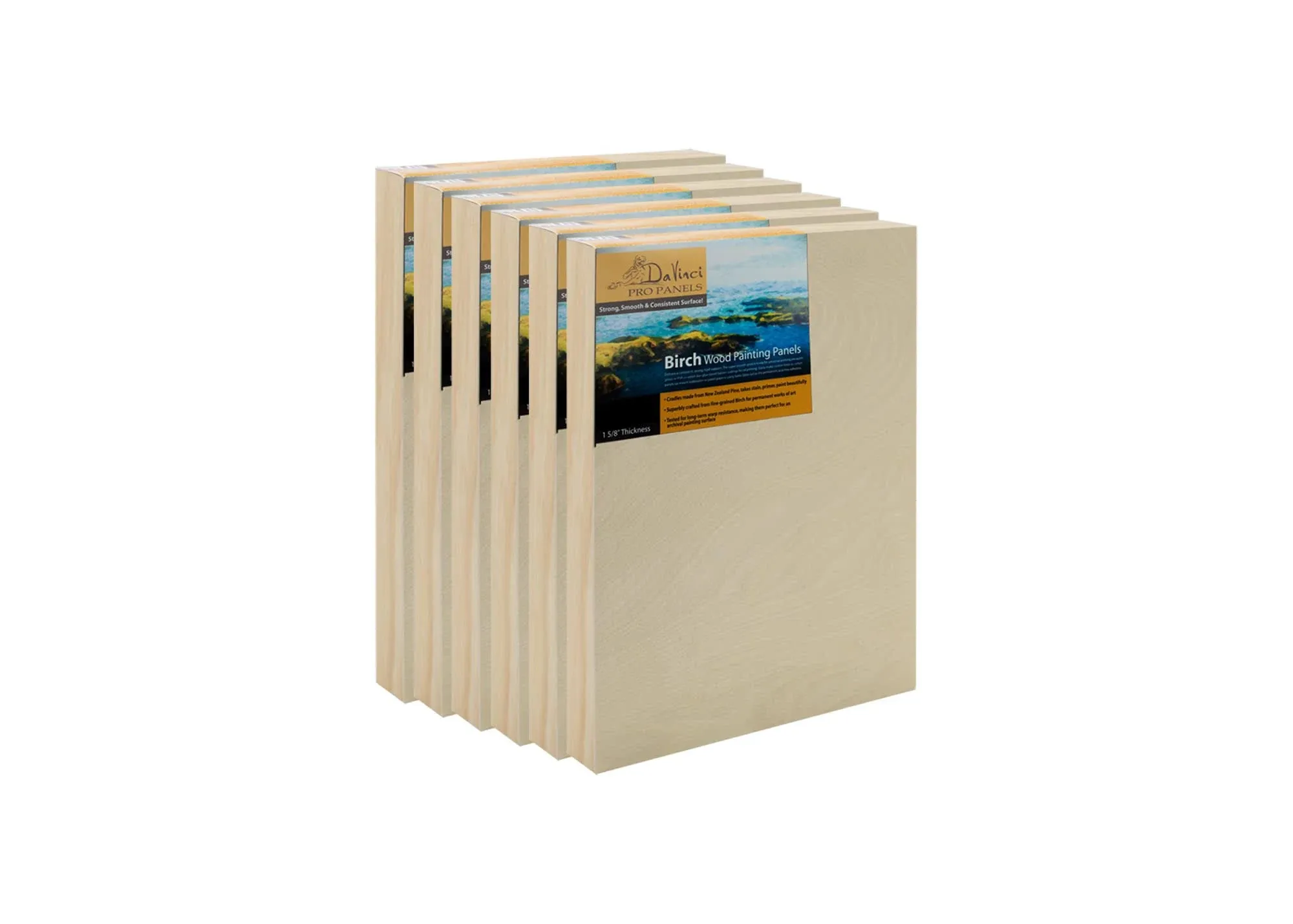 DaVinci Pro Birch Wood Painting Panel - 8x8 Wood Panels - 6-Pack of 1-5/8in Deep ...