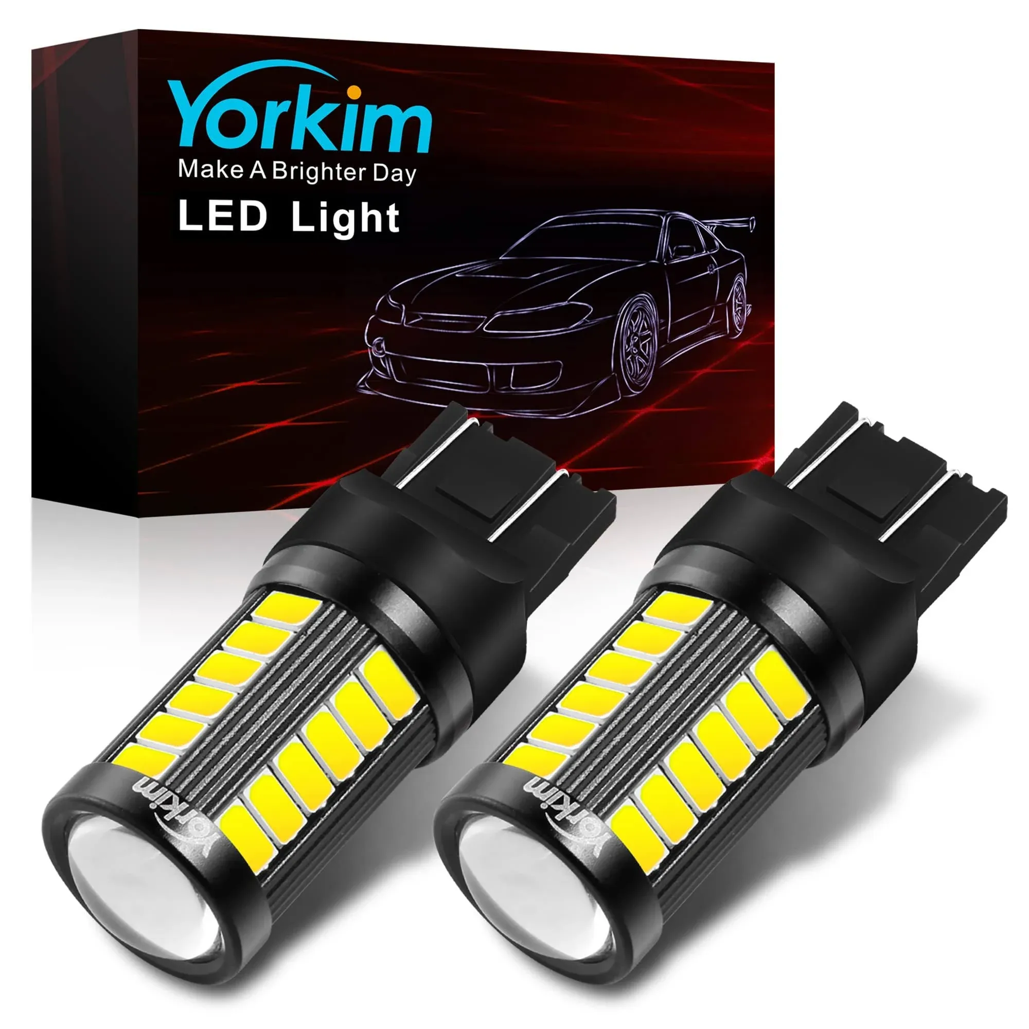 Yorkim 7440 Led Bulb Bright White Lights, T20 Led Bulbs, 7443 Led Bulbs, 7441 Led Bulbs, W21W Led Lights, 7444 Bulbs, for reverse/backup/brake light - 5730 33 SMD pack of 2