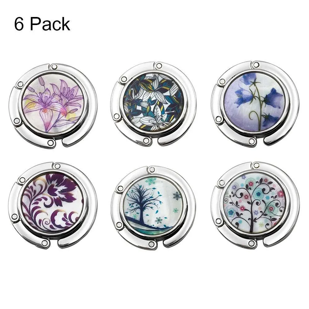 Fome Handbag Hanger, Set of 6 Foldable Purse Hook Purse Table Hook Holder Flower