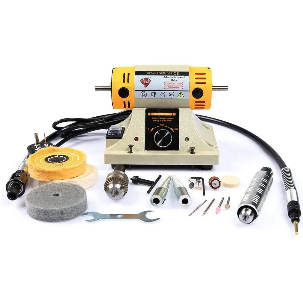 LIBAOTML Adjustable Speed Polishing Machine, Multi-Function Bench Lathe Polis...