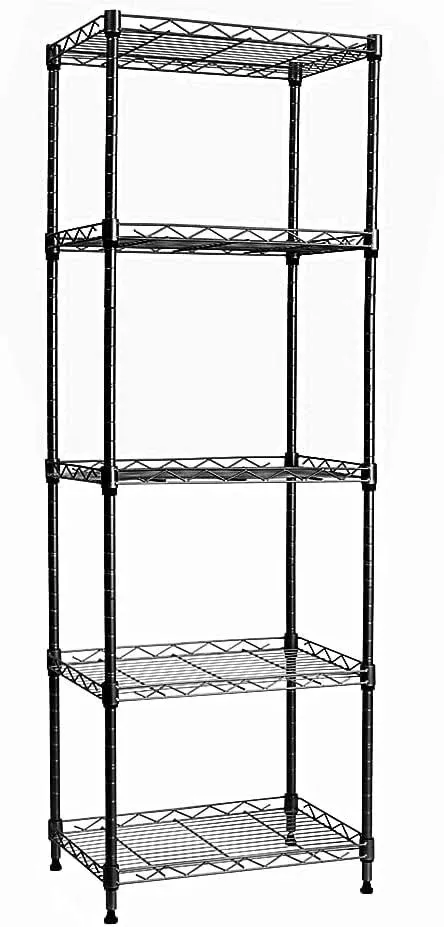 REGILLER 5-Wire Shelving Metal Storage Rack Adjustable Shelves, Standing Storage Shelf Units for Laundry Bathroom Kitchen Pantry Closet(Silver, 16.6L x 11.8W x 53.5H)