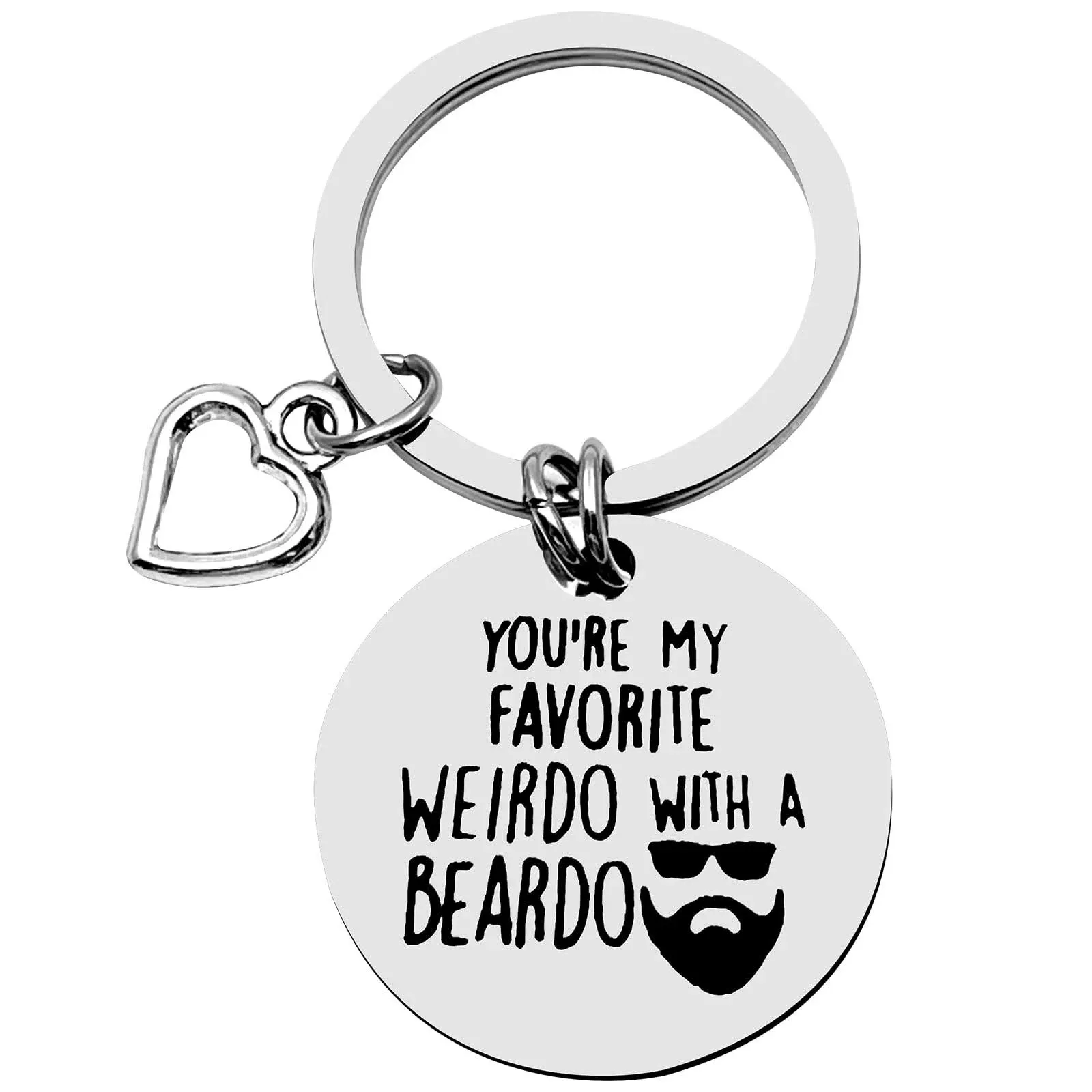 You're my Favorite Weirdo with a Beardo Keychain Funny Valentine's Day Gifts Keyring for Boyfriend Husband Bridegroom Fiancé Father's Day Keyring Anniversary Birthday Christmas Gifts for Men Jewelry