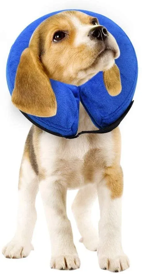 Dog Cone After Surgery, Protective Inflatable Collar, Blow Up Dog Collar, Pet Recovery Collar for Dogs and Cats Soft (Large(12"-18"), Blue)