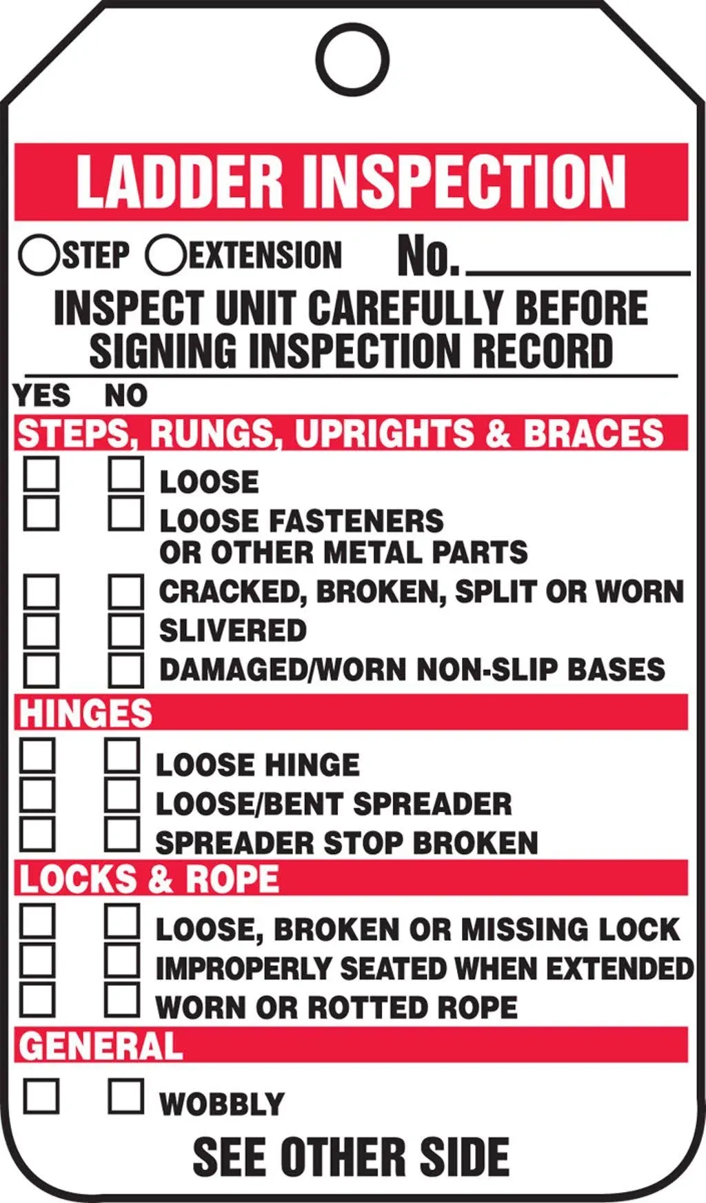 Accuform Inspection Tag TRS340PTP