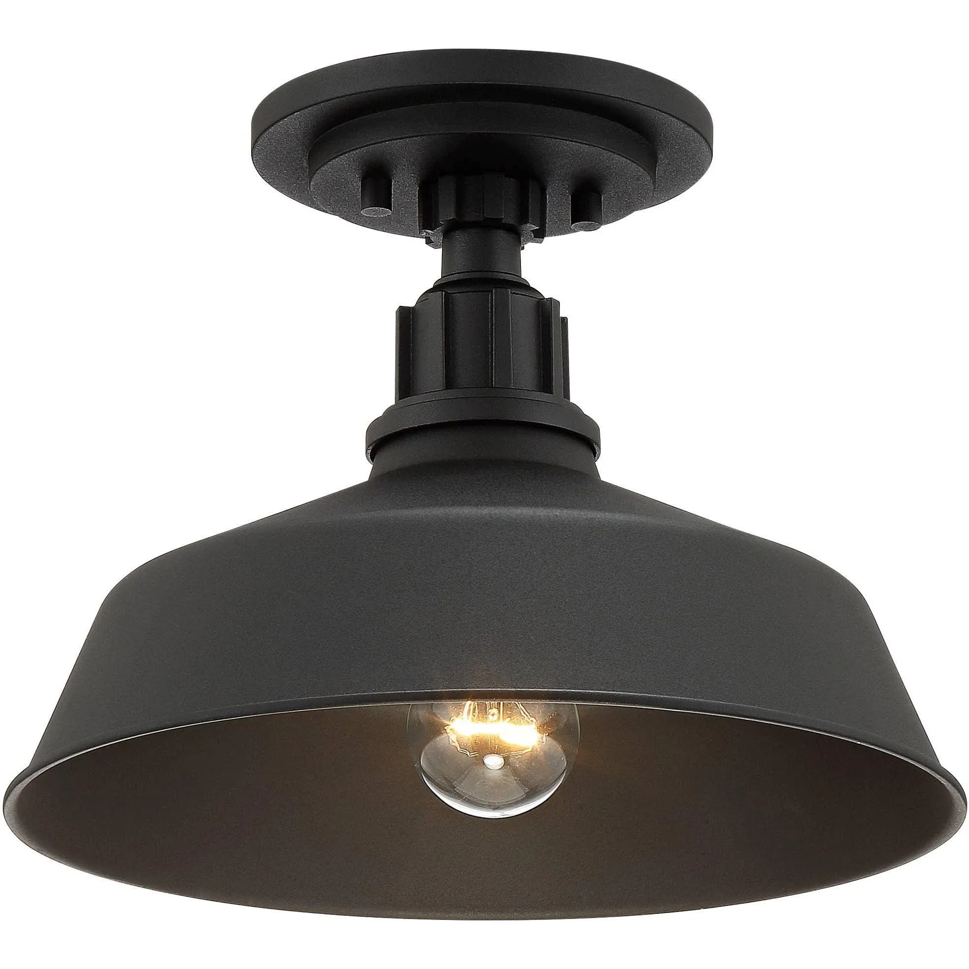 Black Rustic Outdoor Ceiling Light - 12 Semi-Flush Mount