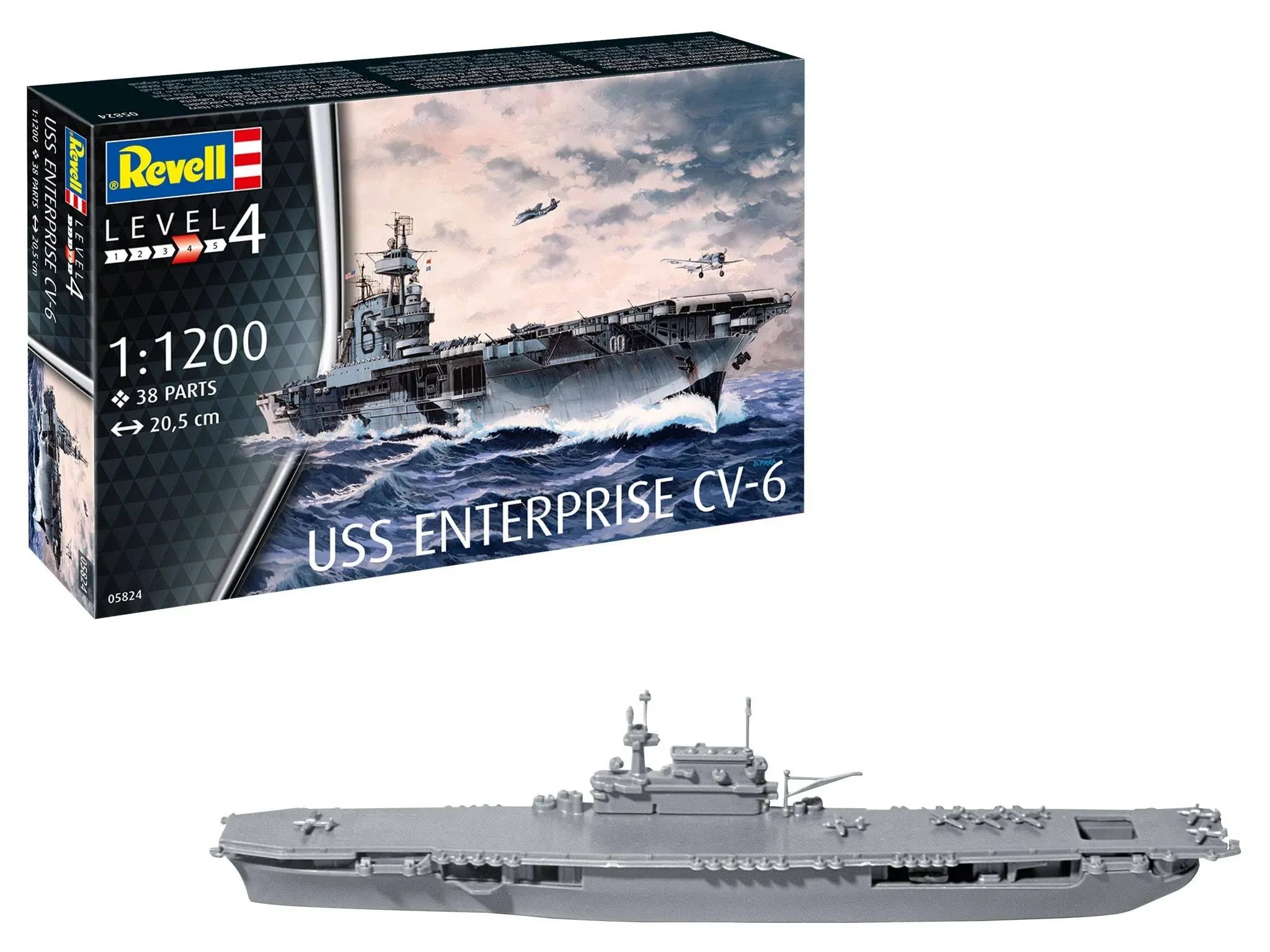 Revell 05824 USS Enterprise CV-6 1:1200 Scale Unbuilt/Unpainted Plastic Model Kit