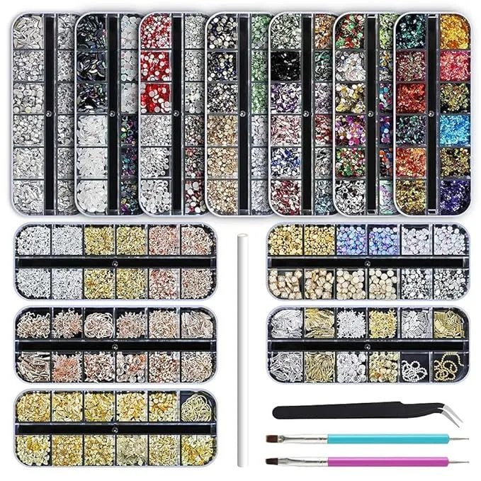 Artdone 12 boxes Nail Rhinestones,Nail Gems Nail Diamonds,Nail Art Studs Nail 1