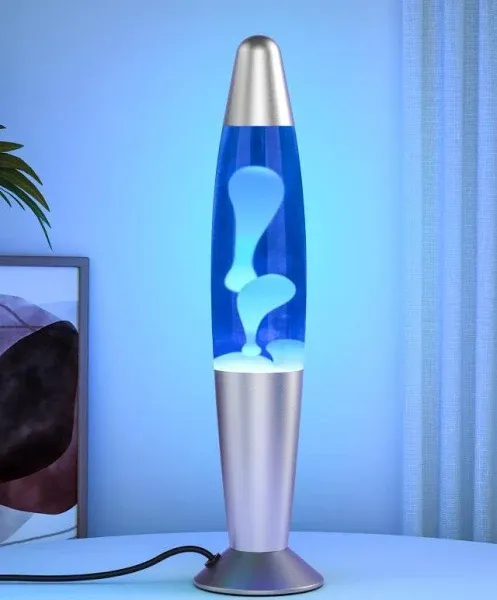 Eadaiylon Blue Liquid Motion Lava Lamp for Adults and Kids Magmas with Silver ...