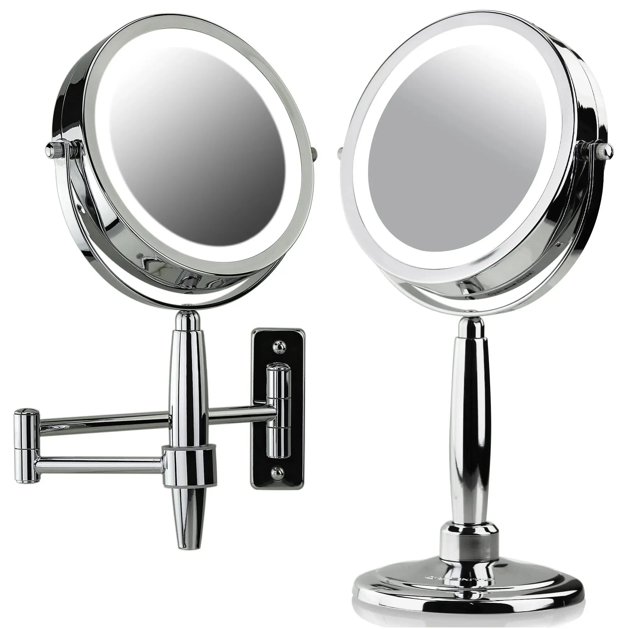 Ovente Lighted 3-in-1 Makeup Mirror Tabletop - Chrome