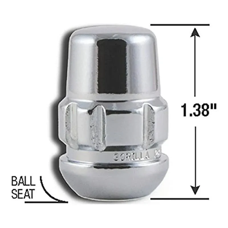 Gorilla Lock Lug Nuts Chrome For Honda Acura Radius Ball Stock OEM Wheel 12x1.5