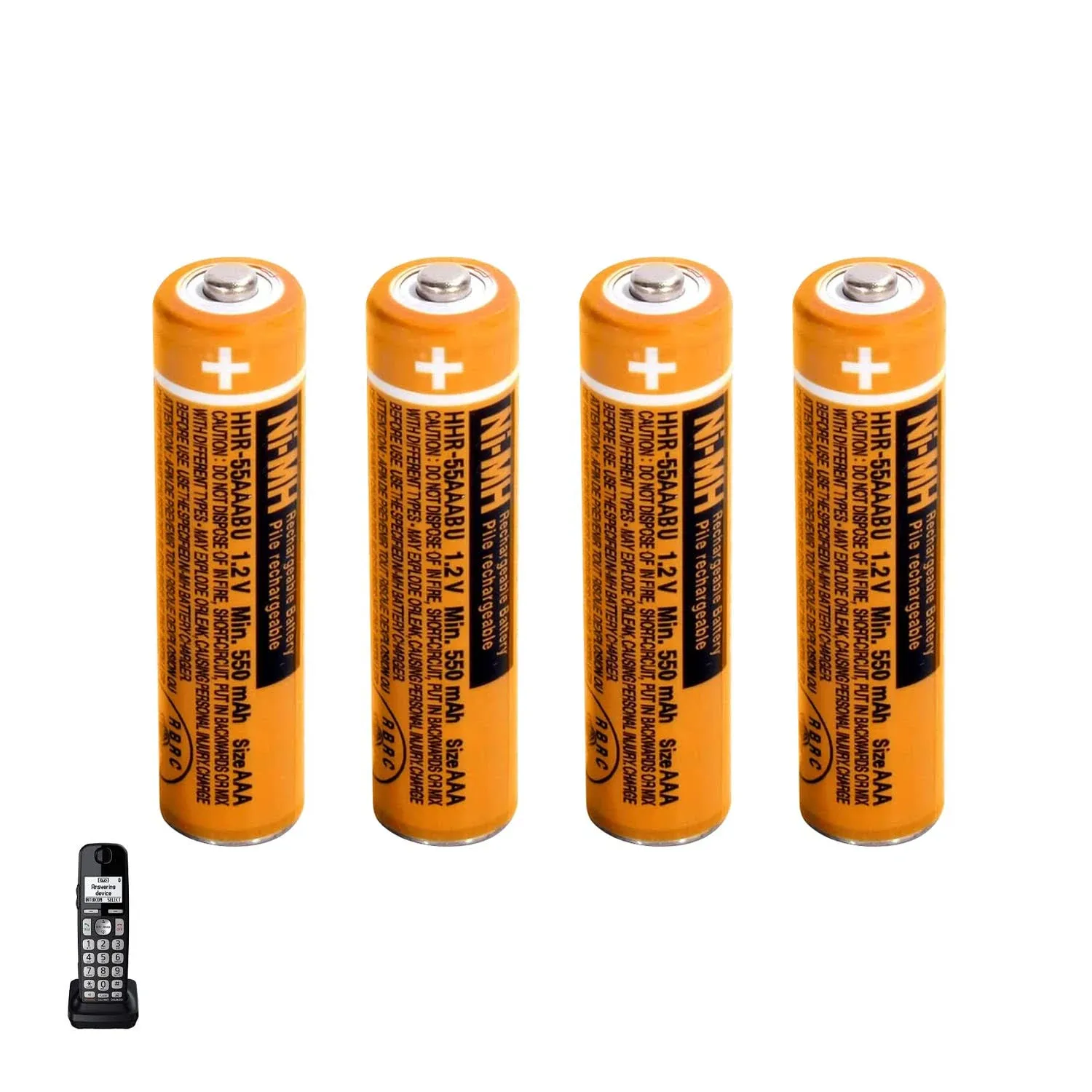 4pcs Ni-MH AAA Rechargeable Battery, 1.2V 550mAh Battery for Panasonic Cordless Phone, HHR-55AAABU Replacement Battery