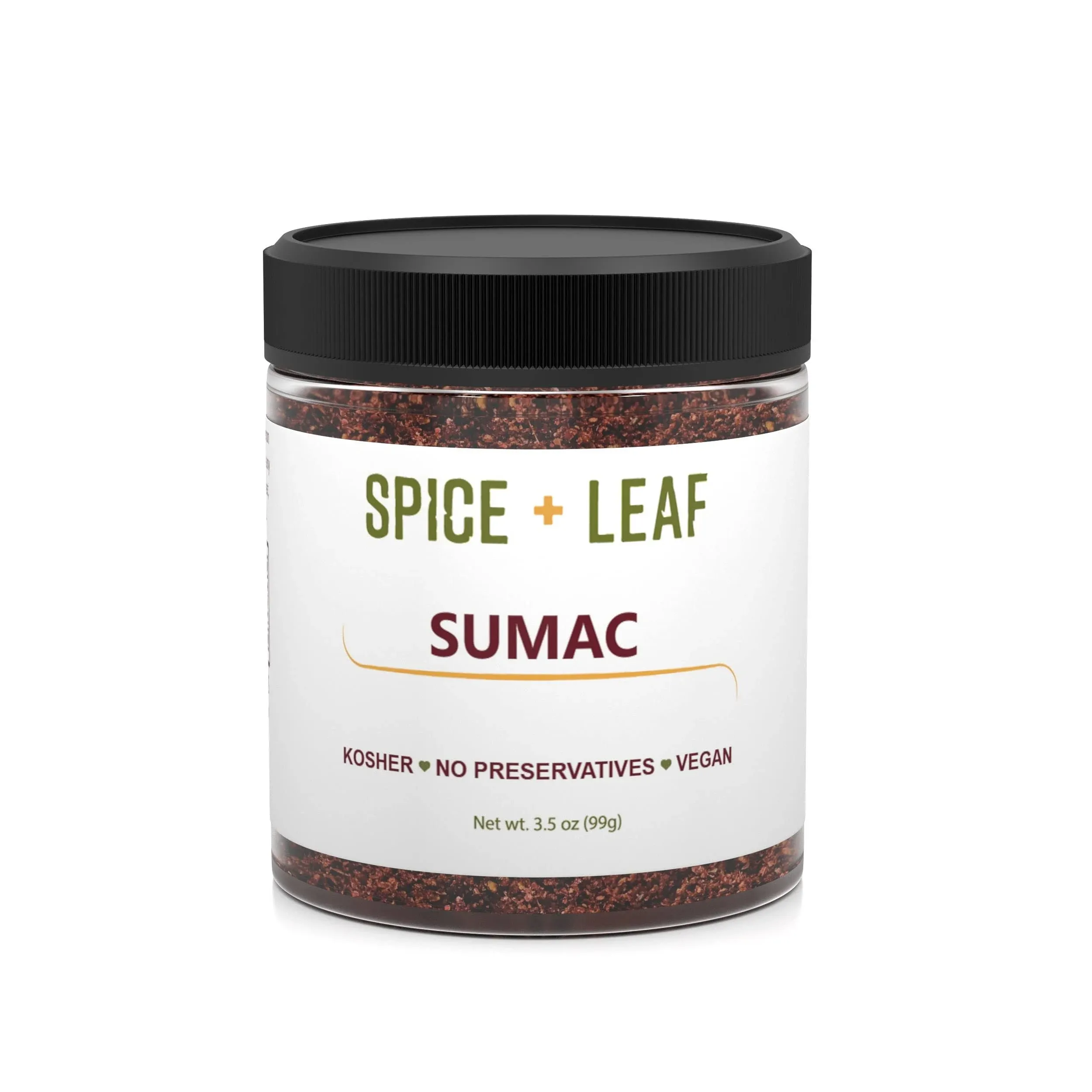 Premium Ground Sumac Spice by Spice + Leaf - Vegan, Red, Middle Eastern Herb, 3.5 oz.