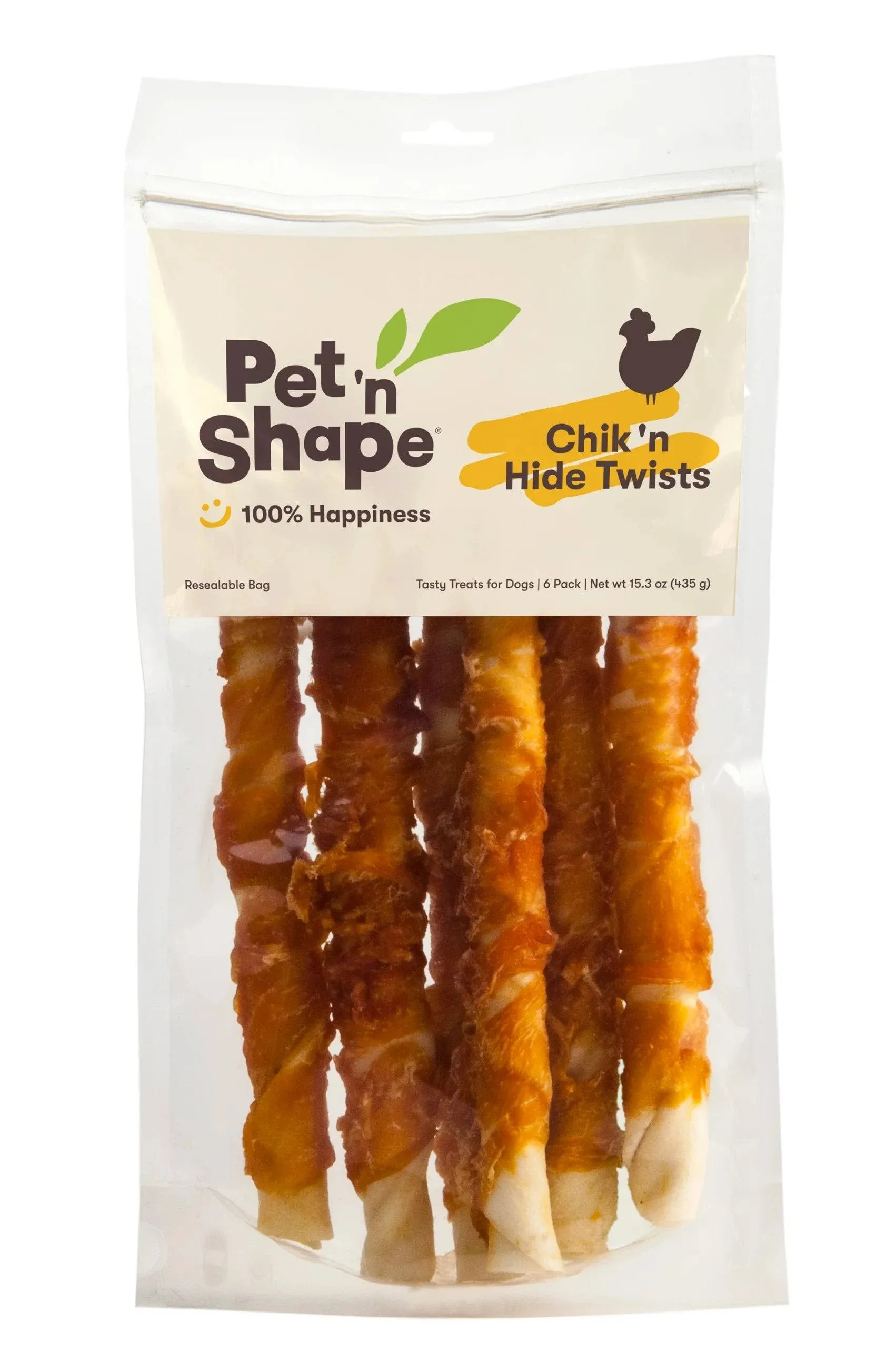 Pet 'N Shape All-Natural Chicken Hide Twists Dog Treats, 6 Count