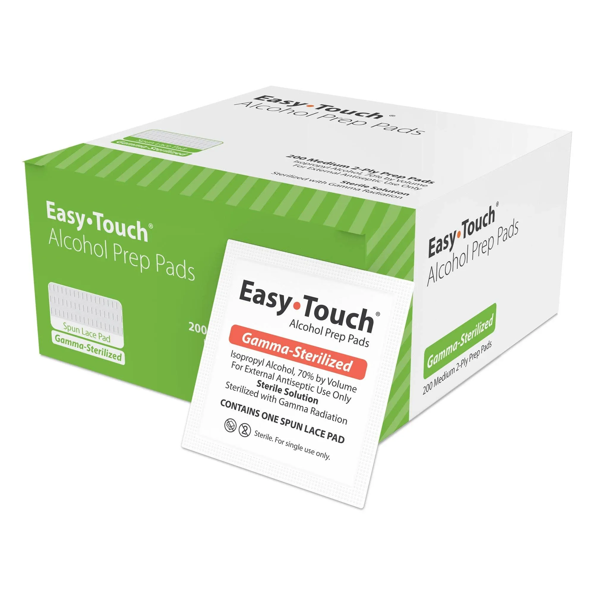 Easy Touch Sterilized Alcohol Prep Pads, 802712, Box of 200