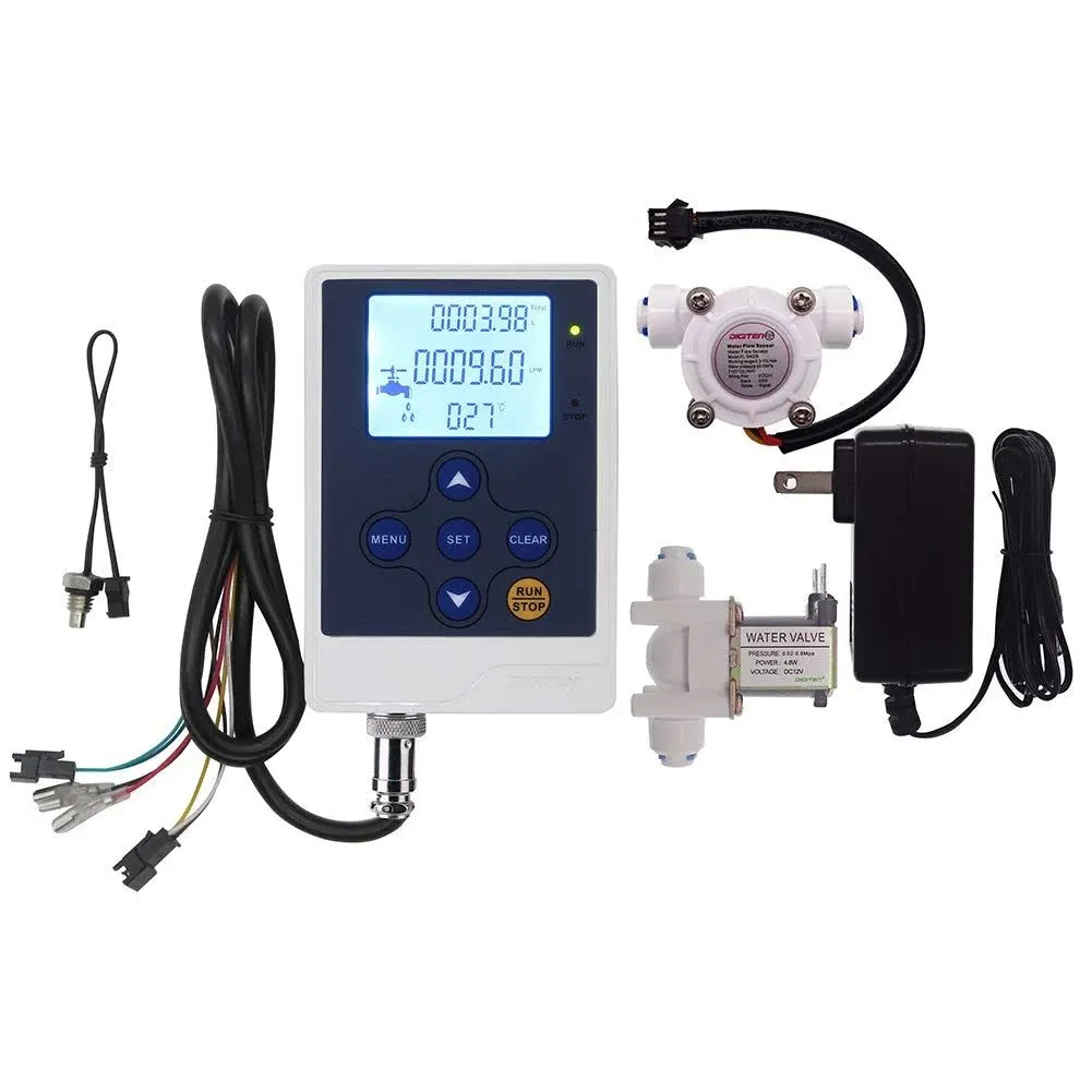 DIGITEN Water Flow Control LCD Display+G14 Flow Sensor Meter+12V G14 Solenoid ...