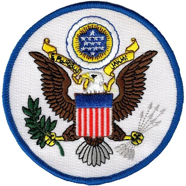 GREAT SEAL OF UNITED STATES iron-on PATCH embroidered EAGLE US USA EMBLEM ROUND