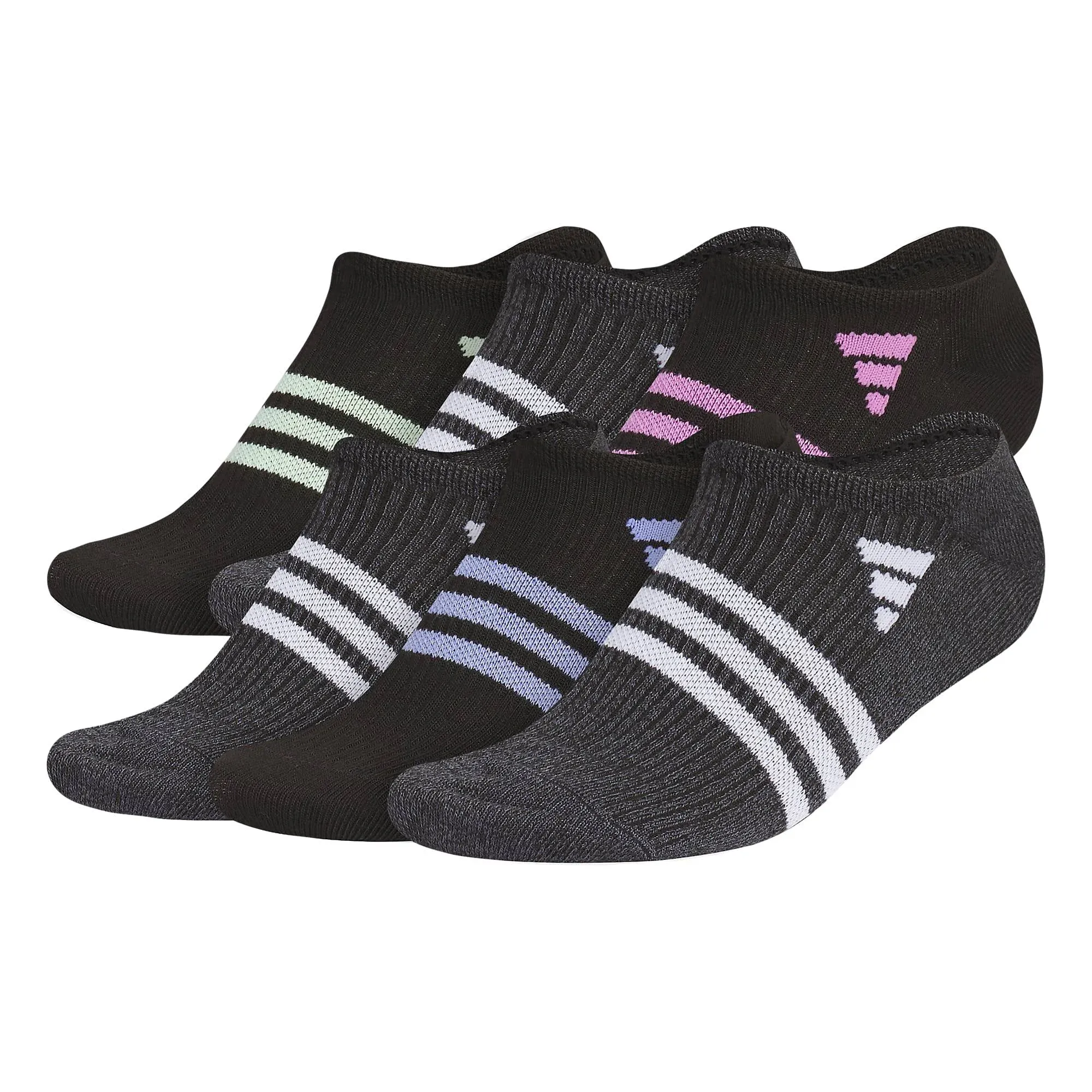 Women's Adidas Superlite 3.0 6-Pack No Show Socks, Size: 5-10, Black