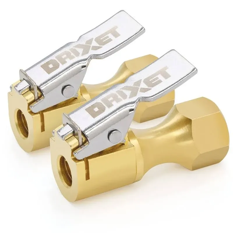 Air Chuck, Closed Flow Heavy-Duty Locking Tire Air Chuck, With Quick Connect, Solid Brass, 1/4 Inch Female NPT Thread, 250 PSI, Fits Most Air Hose, Air Inflators, - 2 in a Pack