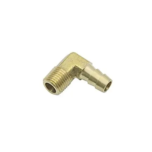 LTWFITTING 90 Degree Elbow Brass Barb Fitting 3/8 ID Hose x 1/4-Inch Male NPT Air Gas (Pack of 5)