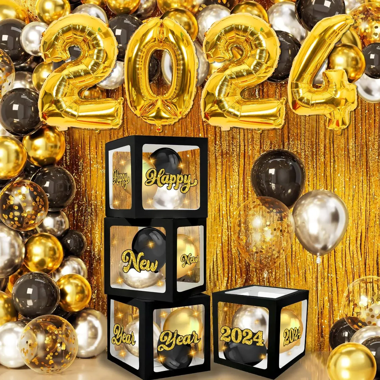 Happy New Years Decorations 2024 Boxes New Years Eve Party Supplies Includes ...