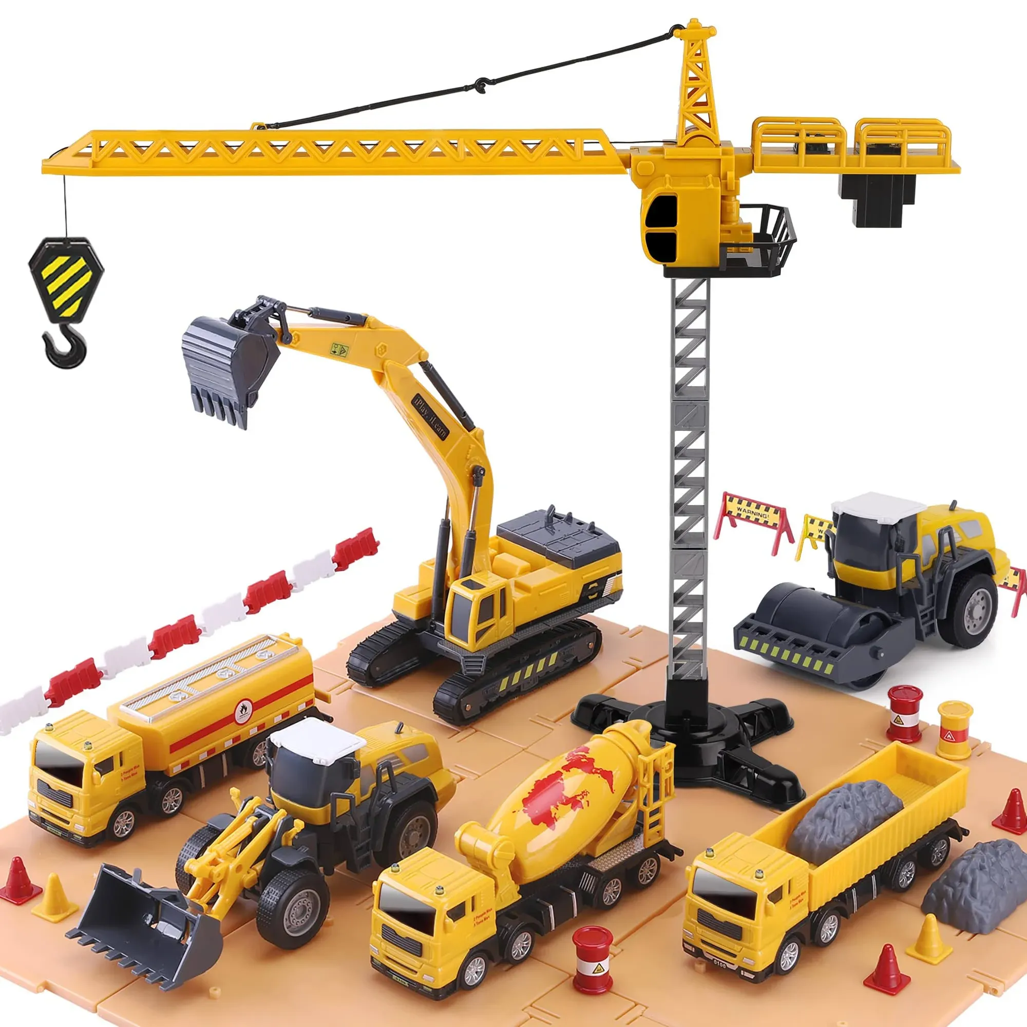 iPlay, iLearn Construction Site Vehicles Toy Set, Kids Engineering Playset ...