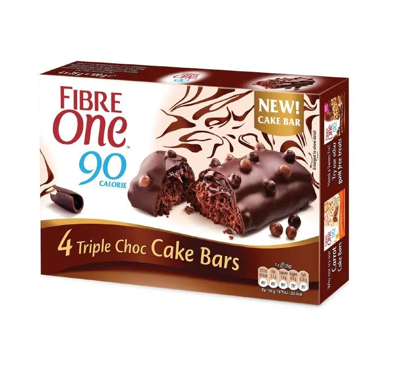 Fibre One 90 Calorie Triple Choc Cake Bars 4x24g