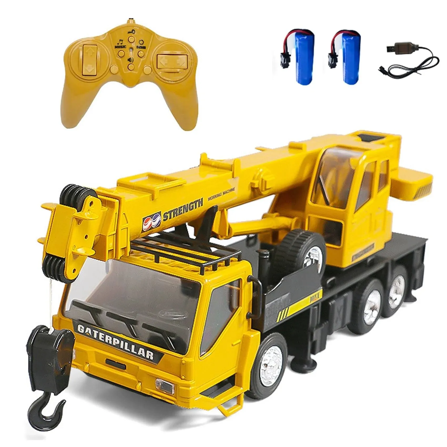 RC Crane Construction Tractor Remote Control Large Crane Truck wiht Light and Sound Rechargeable Electronics Hobby Toys for Kids Boys Child (Yellow)