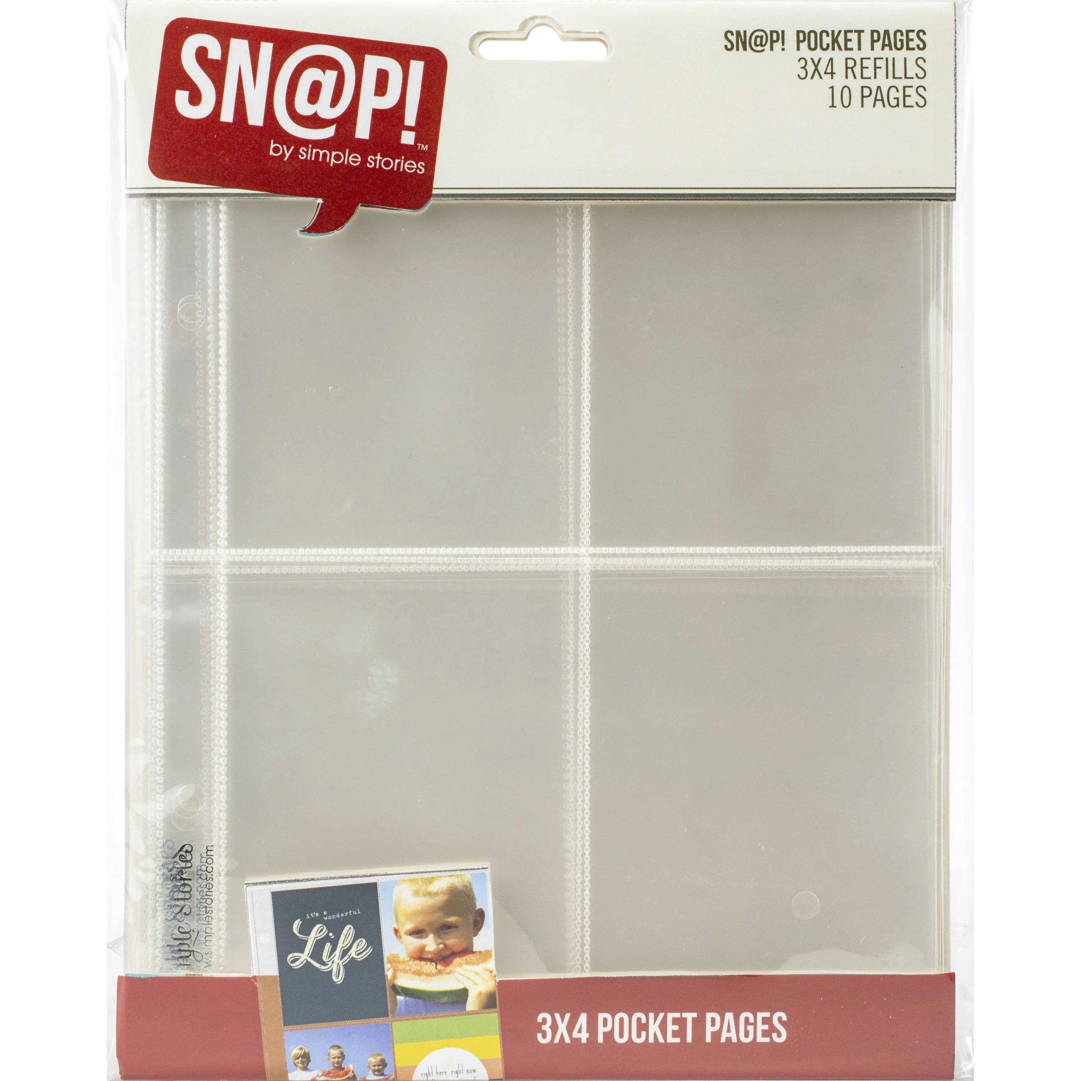 Simple Stories Sn@p! Pocket Pages for 6"X8" Binders 10/Pkg - (4) 3"x4" Pockets