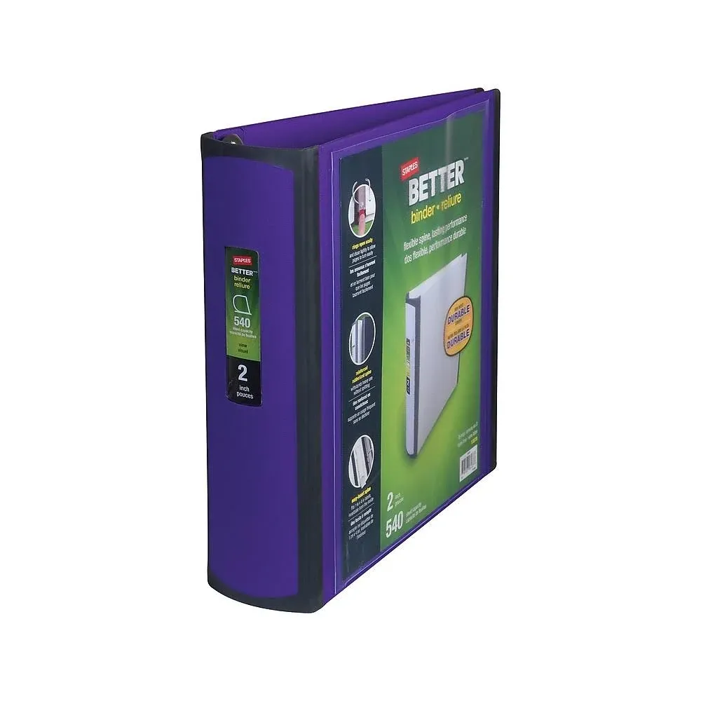 Staples Better 2-Inch D 3-Ring View Binder Purple (20247) 895622