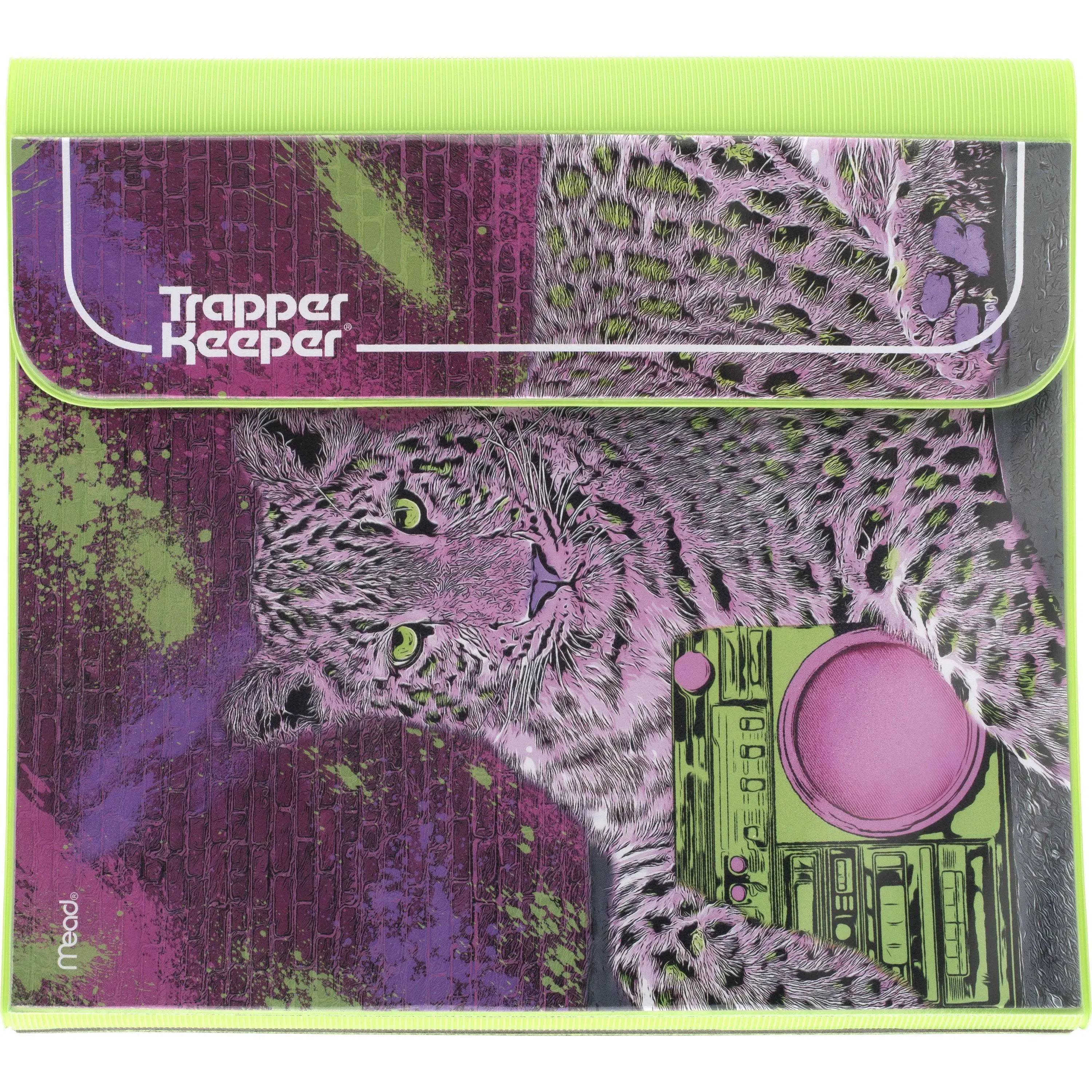 Mead Trapper Keeper Original Binder Retro Style Portfolio Cheetah Green Purple