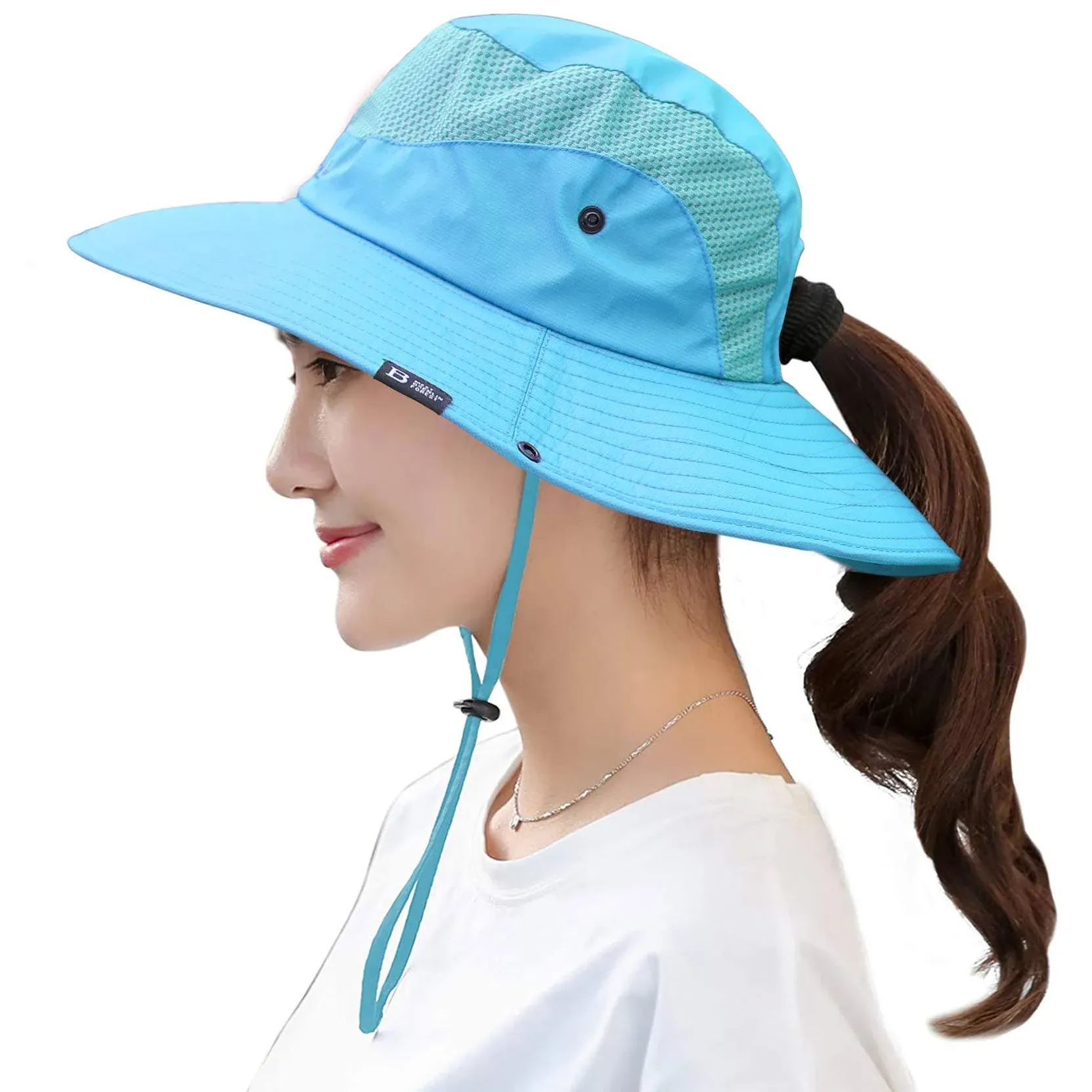 Women's Summer Sun Outdoor UV Protection Foldable Mesh Wide Brim Beach Fishing Bucket Hat