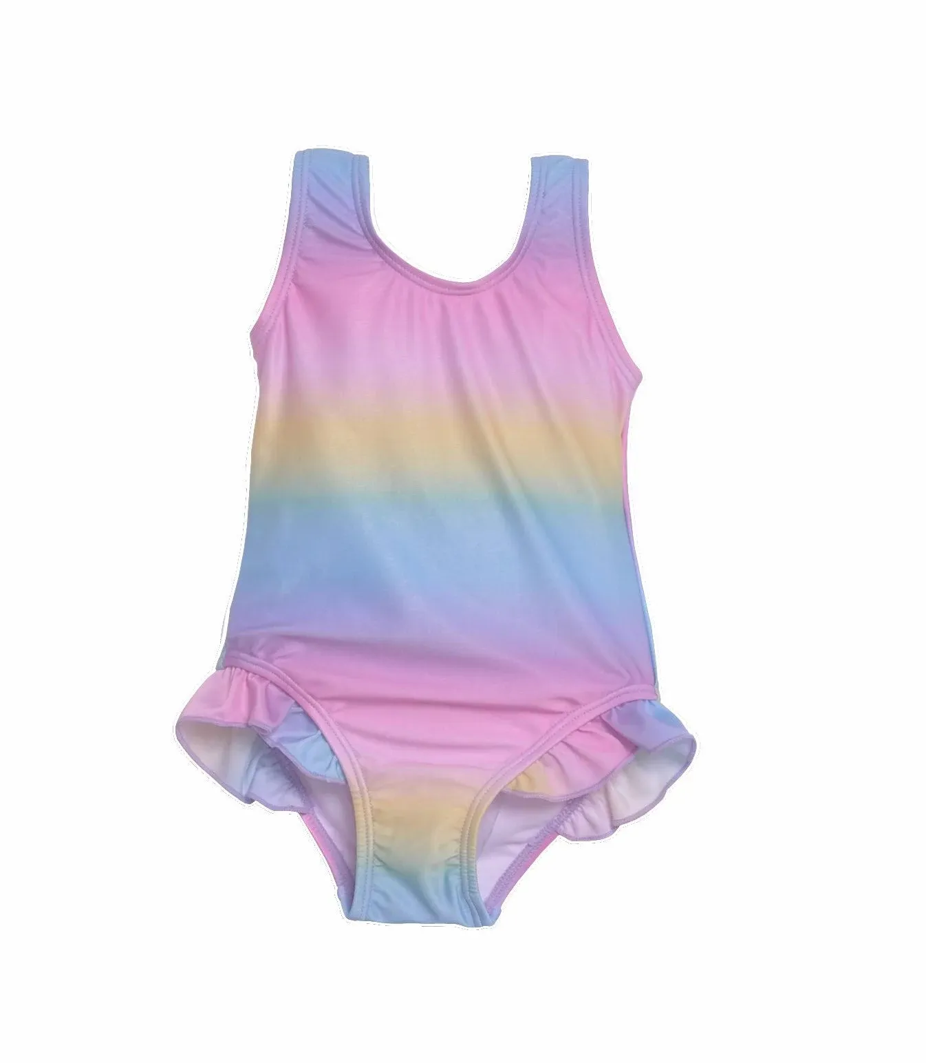 UPF 50+ Delaney Hip Ruffle Swimsuit (Recycled) Rainbow Ombre / 2