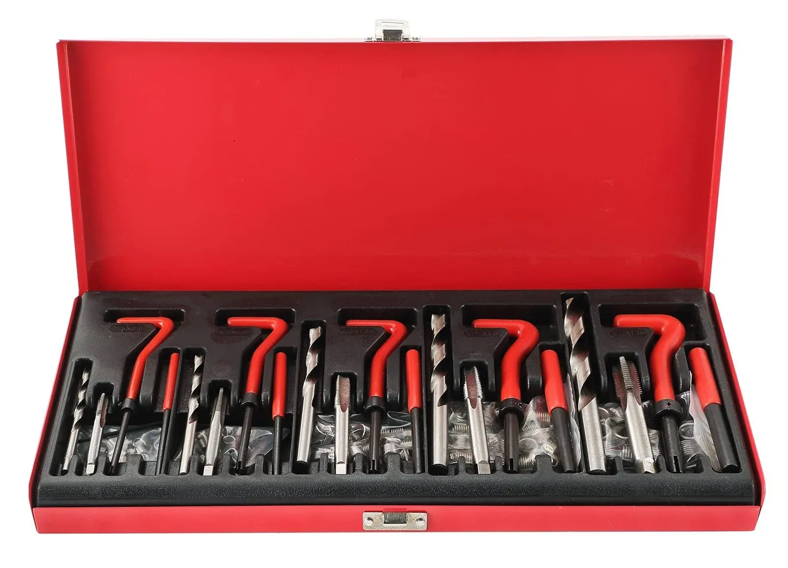 ATPEAM Metric Thread Repair Tool Kit | 131PCS HSS Drill Bits Taps Threaded Inserts Installation Tool and Helicoil Thread Repair Kit for Repairing M5 M6 M8 M10 M12 External and Internal Screw Holes