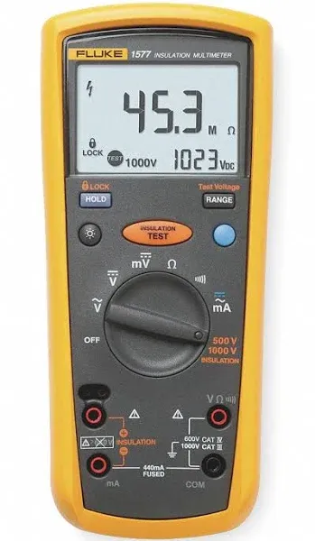 Fluke 1577 Insulation Multimeter, LCD Display, 600 Megaohm Resistance, 500/1000V Voltage