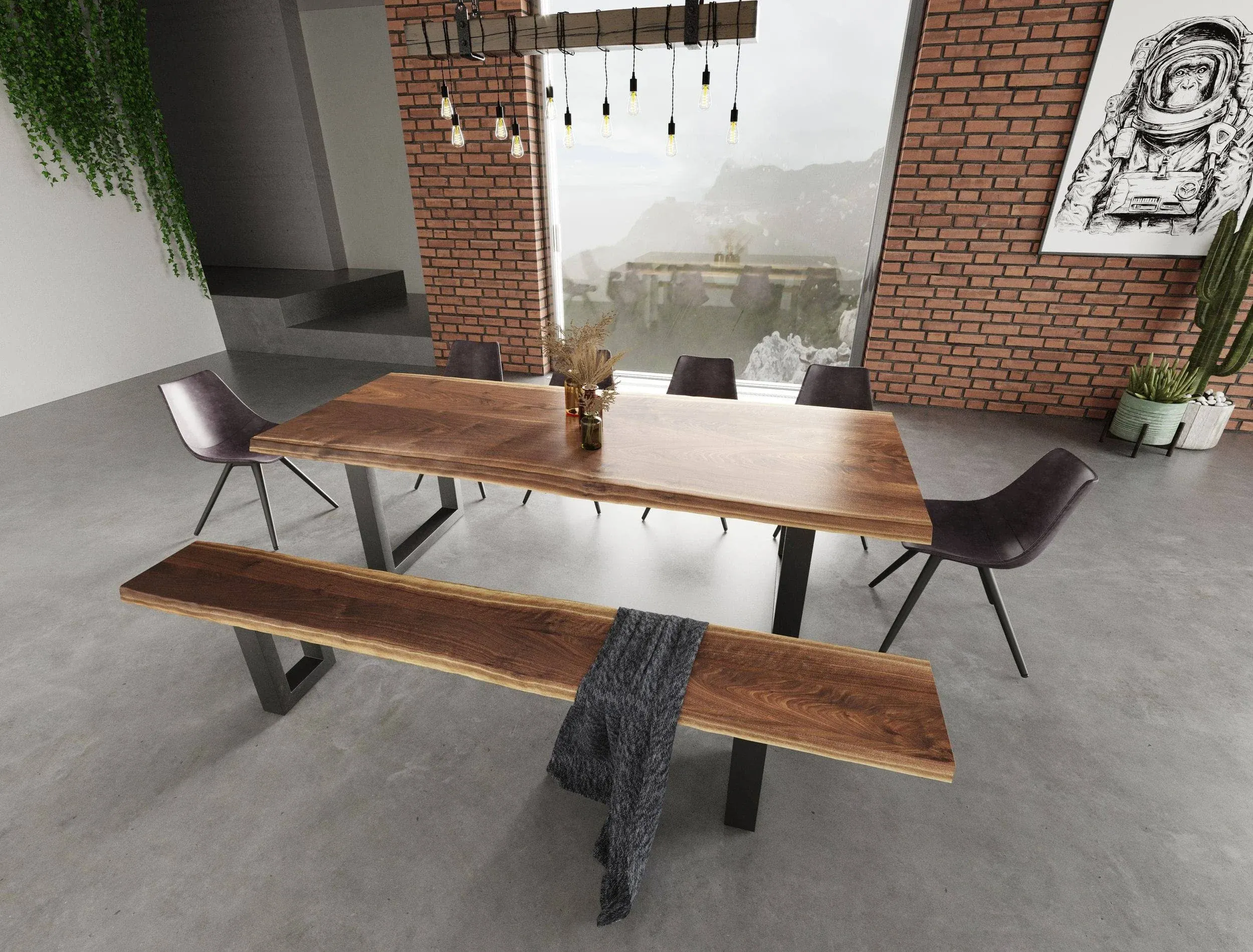 Modrest Taylor - Large Modern Live Edge Wood Large Dining Bench