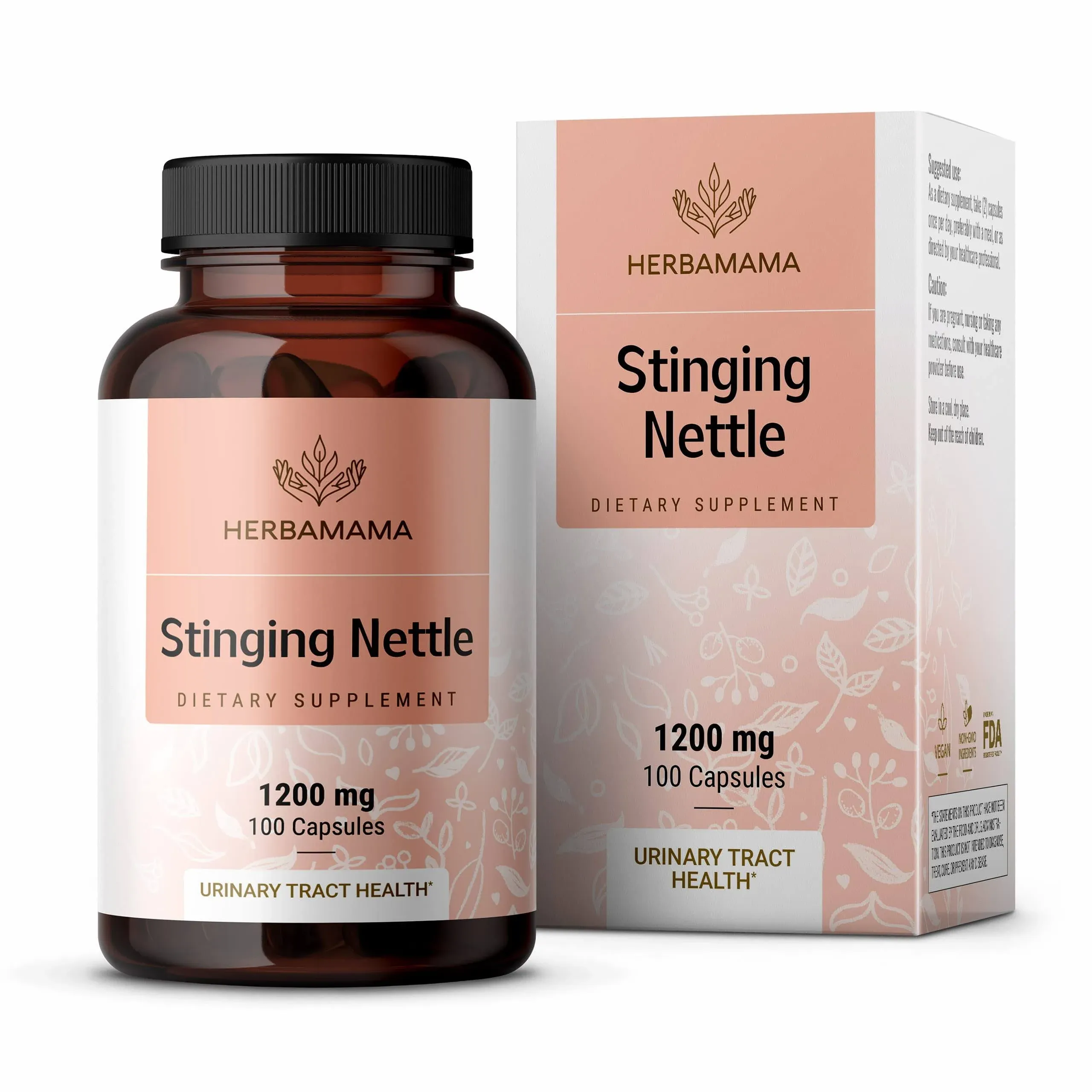 Herbamama Stinging Nettle Root Supplement 1200 mg. - 100 Capsules