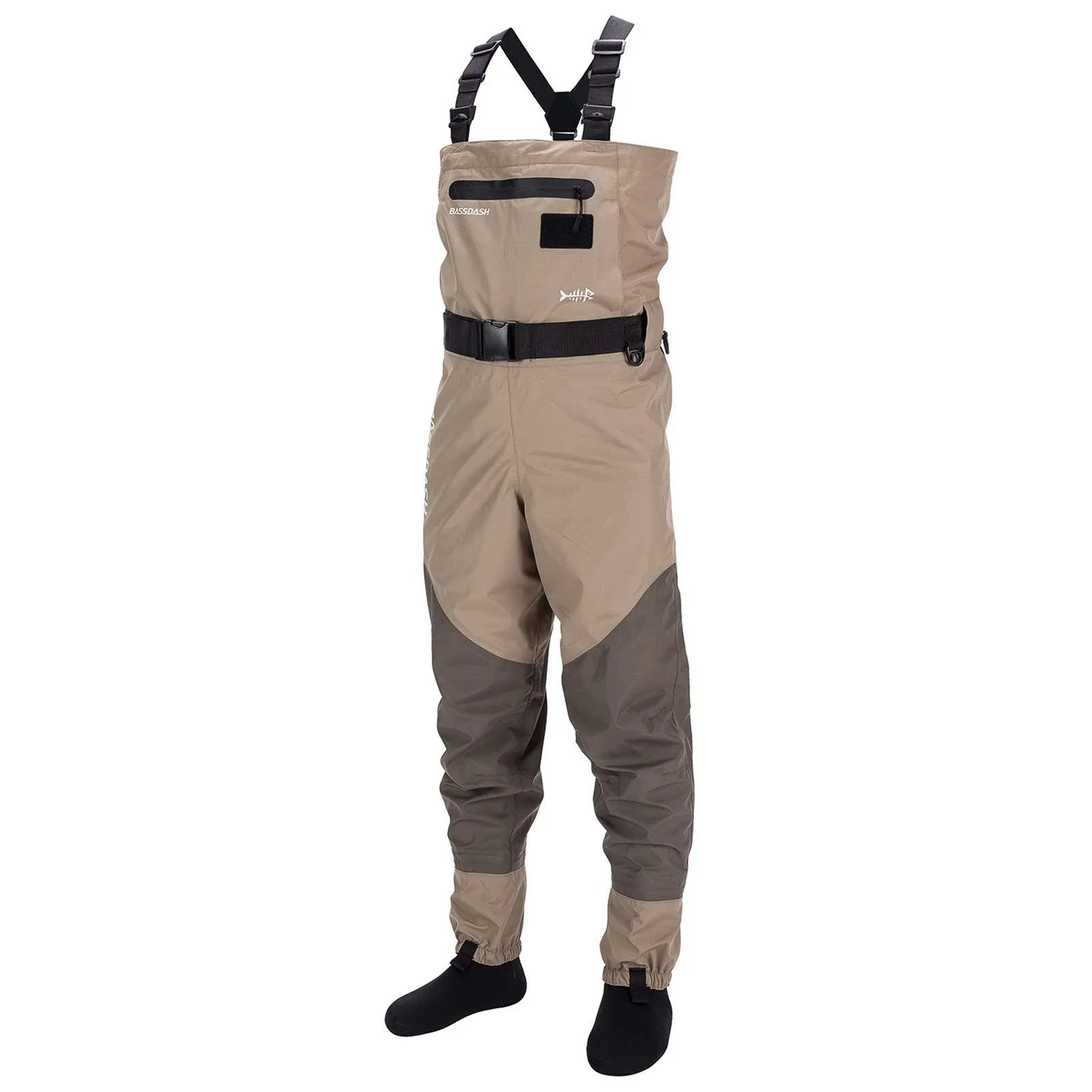 BASSDASH Men’s Breathable Chest and Waist Convertible Waders for Fishing Hunting, Stocking Foot and Boot Foot Waders, X-Large King