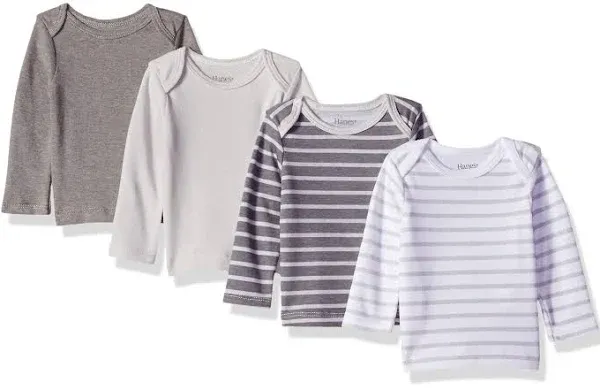 Hanes Baby and Toddler Long Sleeve Flexy Soft Knit Expandable Shoulder Pullover Undershirt (4 Pack)