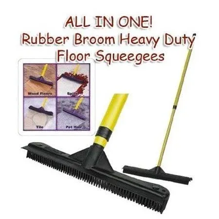 All in One! Rubber Broom - Heavy Duty Floor Squeegees, Sweeps & Scrubs w ...