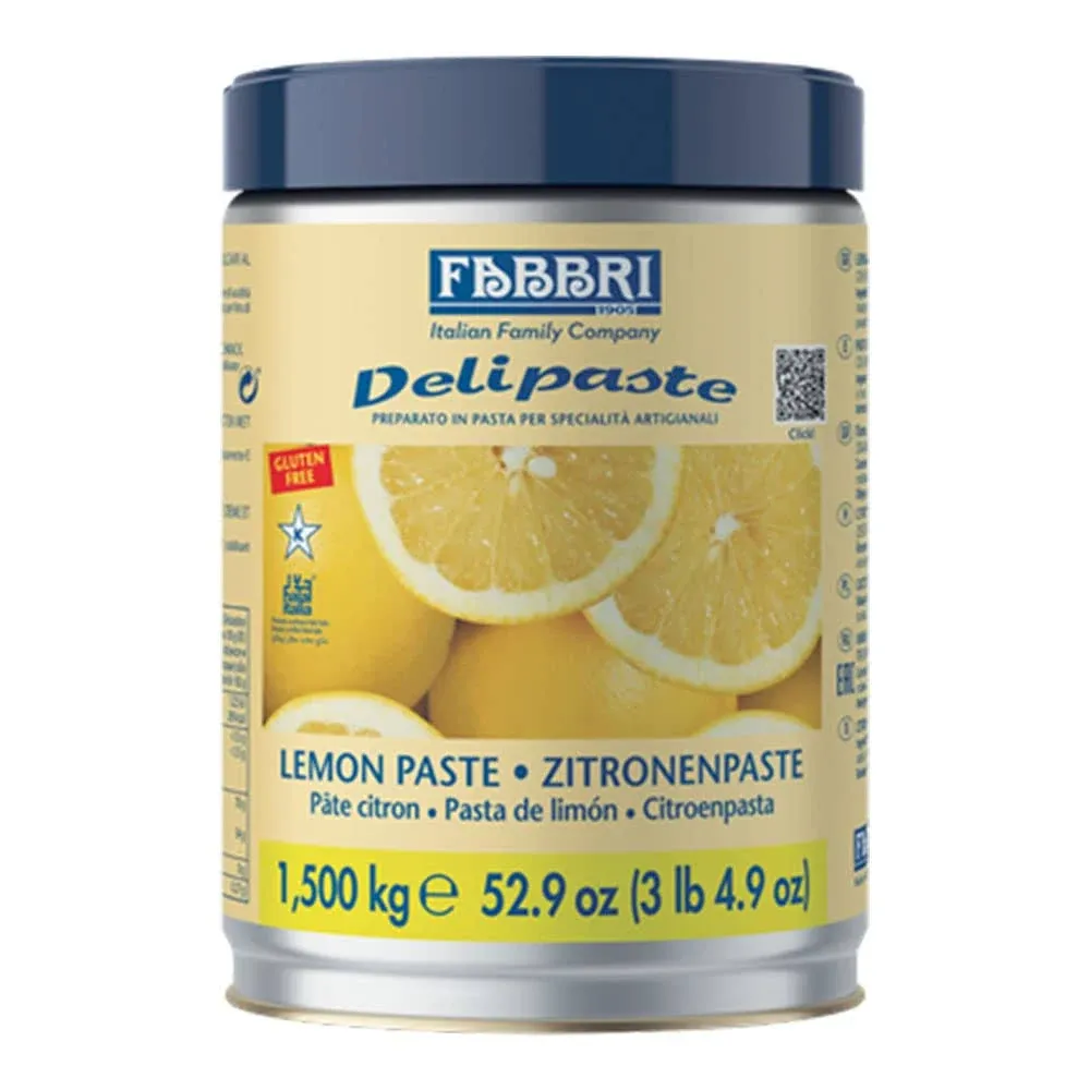 Fabbri Paste Lemon, Flavoring Compound for Gelato, Ice Cream, Soft Serve, Pastry and Confectionary - 1 Tin of 3.3 lb