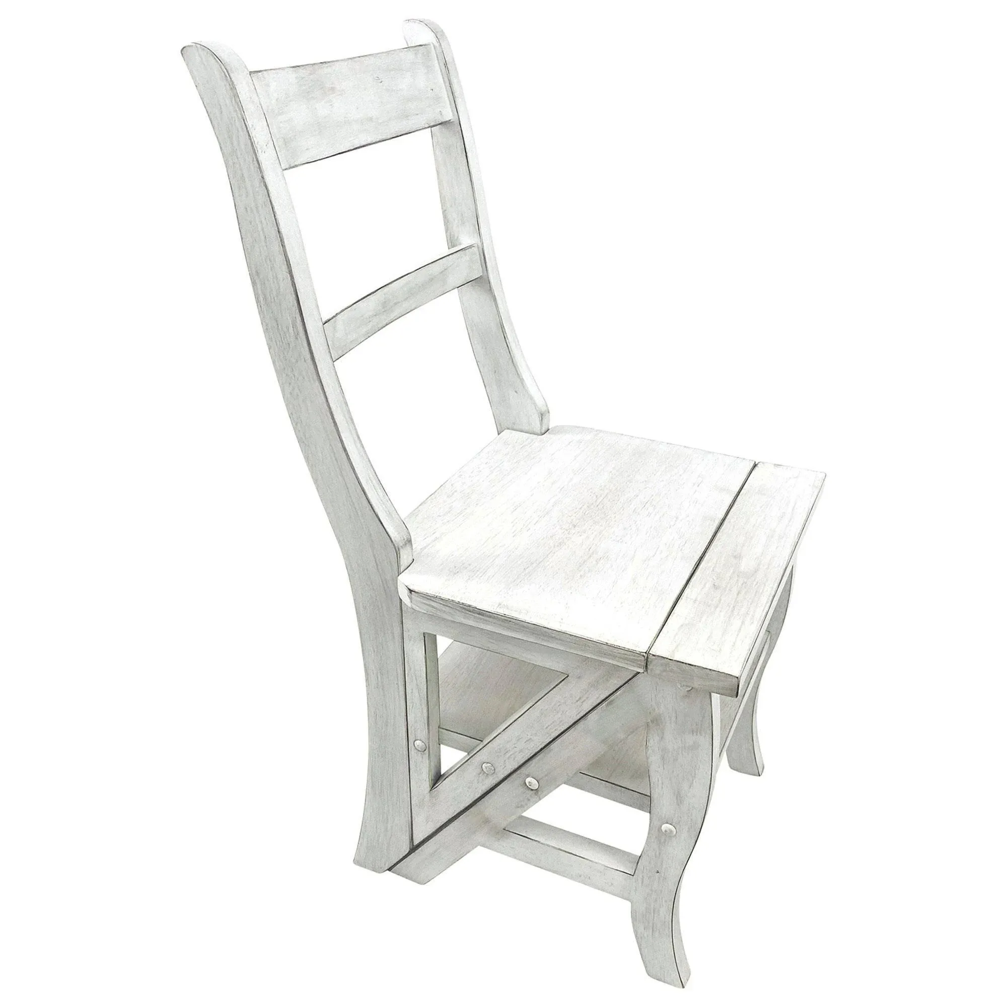 Antique White Folding Library Ladder Chair - Farmhouse - Folding Chairs And Stools - by Carolina Living | Houzz