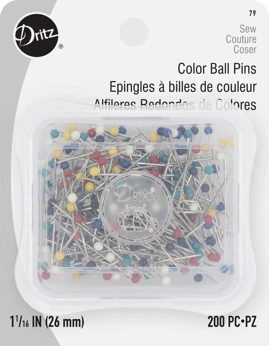 Dritz 79 Color Ball Pins, 1-1/16-Inch (200-Count)