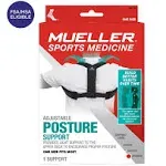 MUELLER Sports Medicine Posture Corrector for Women and Men, Adjustable Back Support for Scoliosis, Kyphosis & Text Neck, One Size, Black