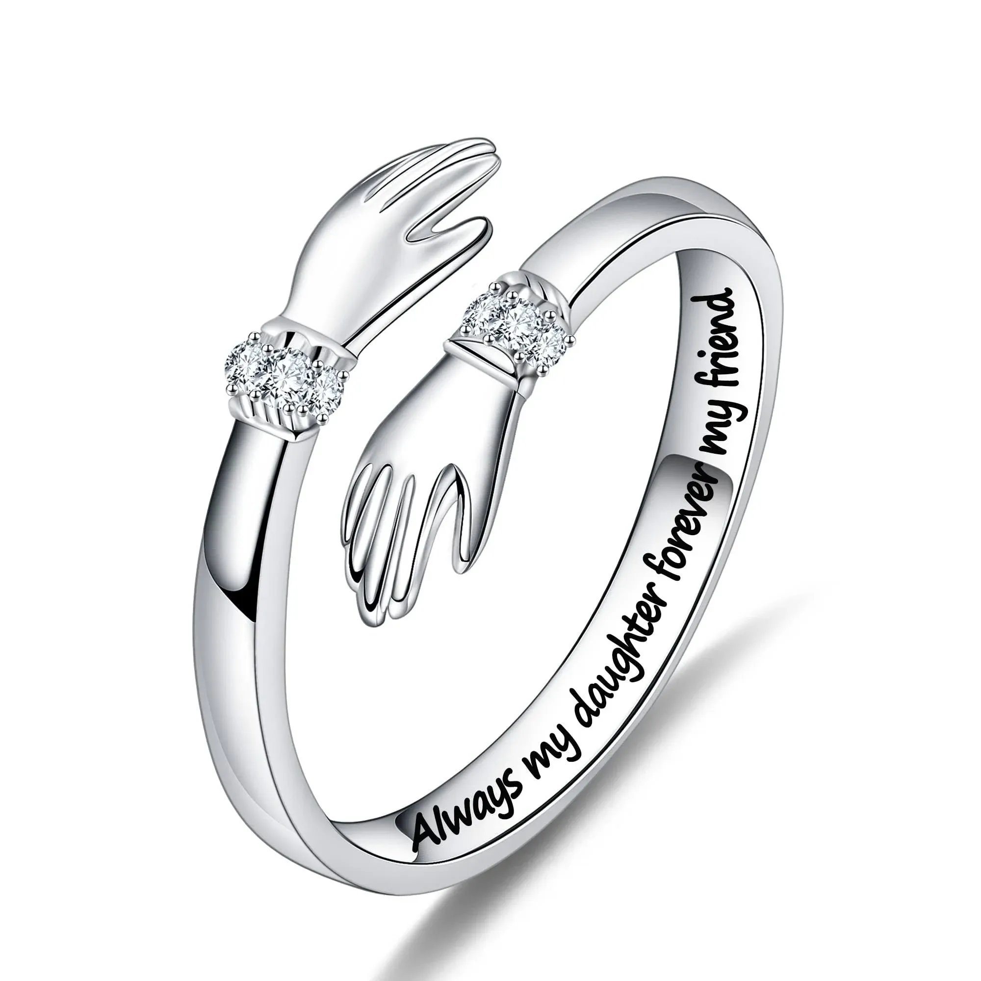 Yesteel Daughter Gifts from Mom Daughter Ring Daughter Hand Love Hug Rings Da...