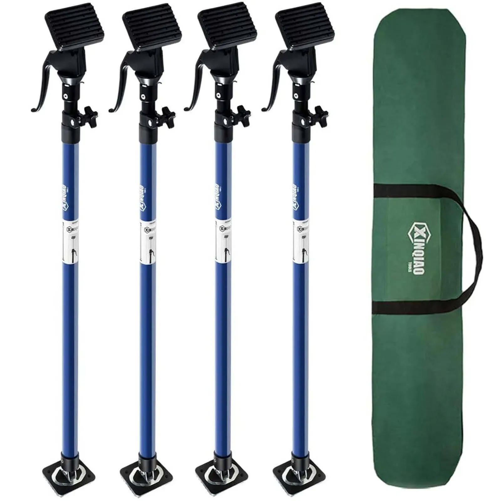 XINQIAO Third Hand Tool 3rd Hand Support System, Premium Steel Support Rod with 154 LB Capacity for Cabinet Jack, Drywall Jack& Cargo Bars, 49.2 in- 114.2 in Long, 4 PC, Blue